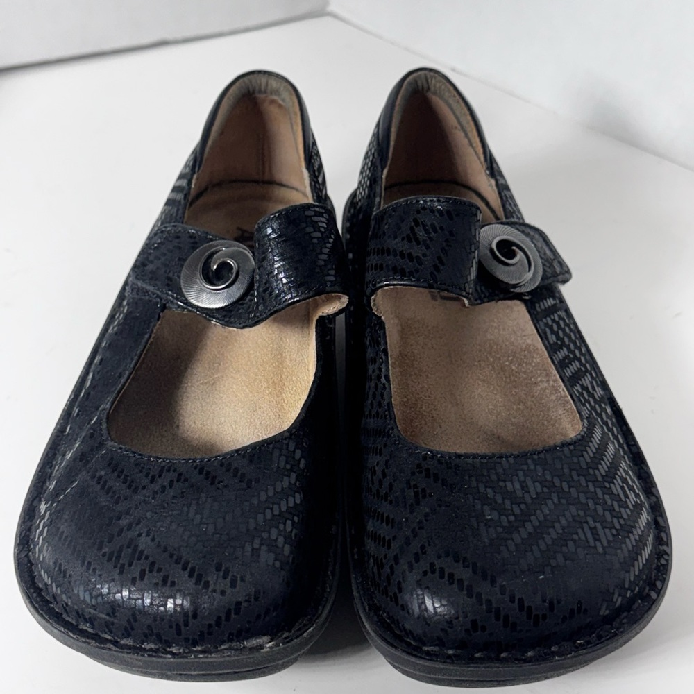 Alegria Paloma Leather Mary Jane Clogs Womens 8/8.5 EU 38 Black Hook and Loop - Picture 7 of 9